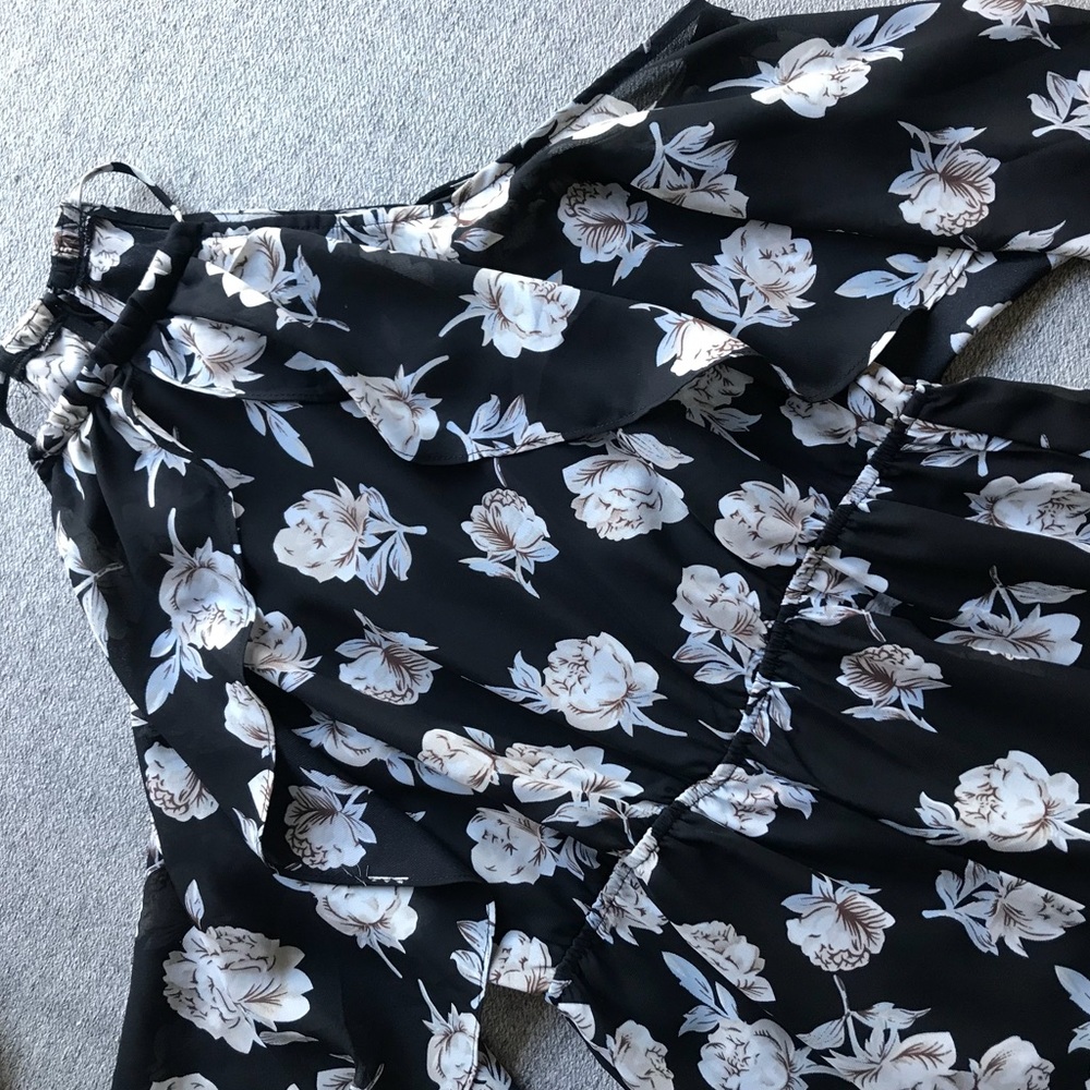 Black/white Floral Jumpsuit